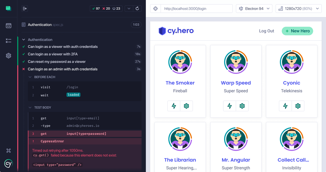 A screenshot of the Cypress End-to-End testing dashboard, which users can use to launch various front-end testing and E2E testing tools.